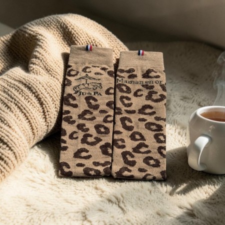 Chaussette l&eacute;opard glitter