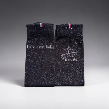 Chaussette noir glitter multicolore