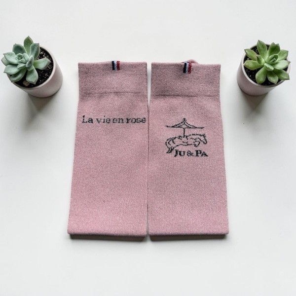 Chaussette rose glitter