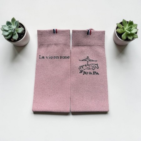 Chaussette rose glitter